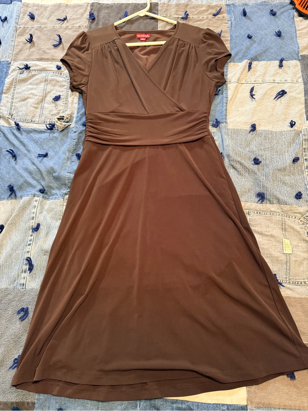 Merona M Brown Midi Wrap-Style Dress